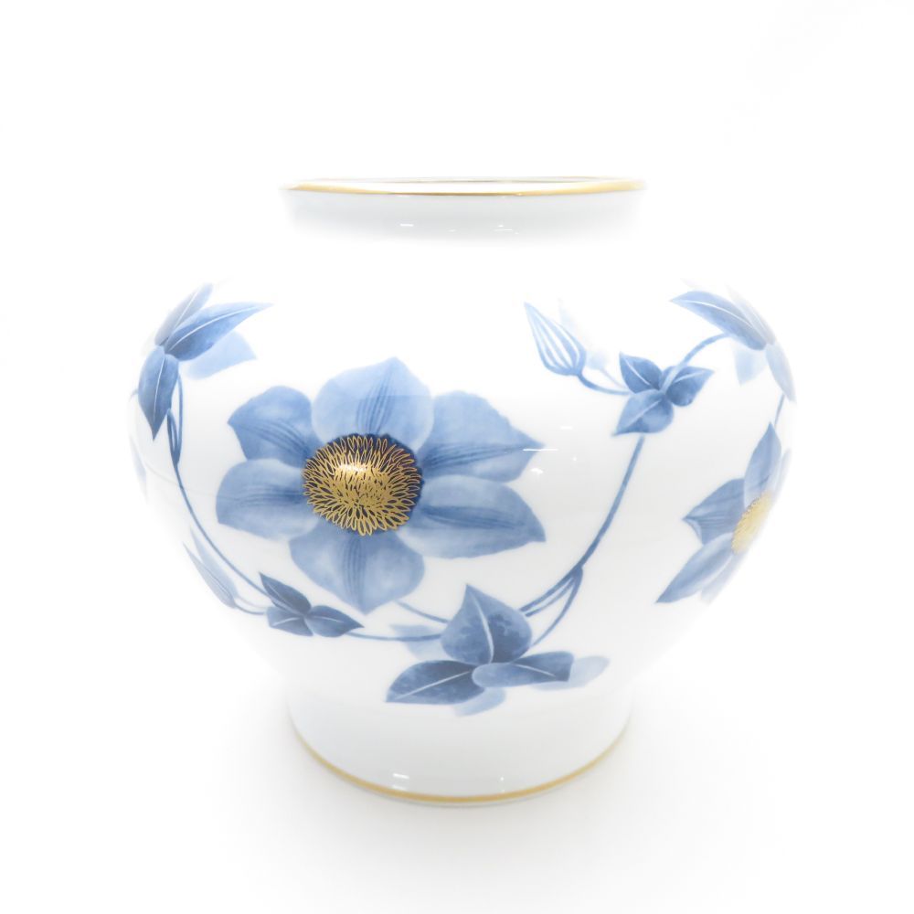 大倉陶園 ブルーローズ 花瓶 中古（花瓶｜インテリア小物・置物