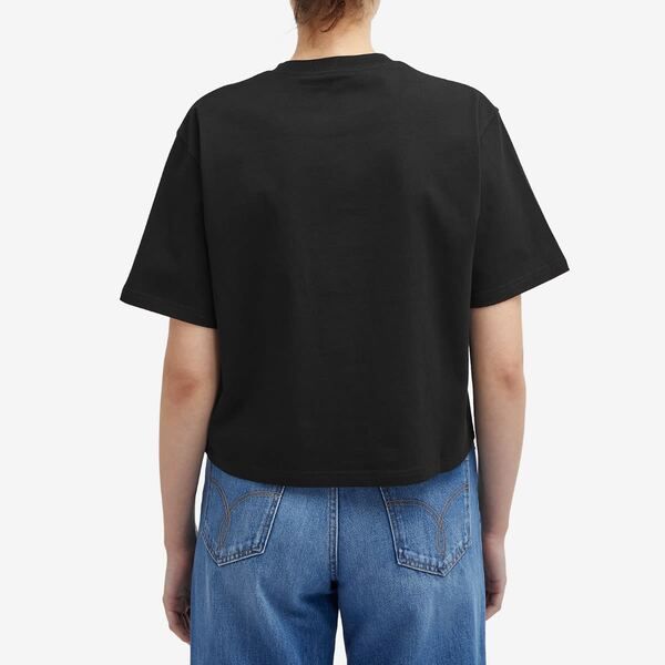  ヴェルサーチ レディース トップス Tシャツ ロゴ Versace Logo Crop TShirt Black G ブラック Tシャツ ウェア