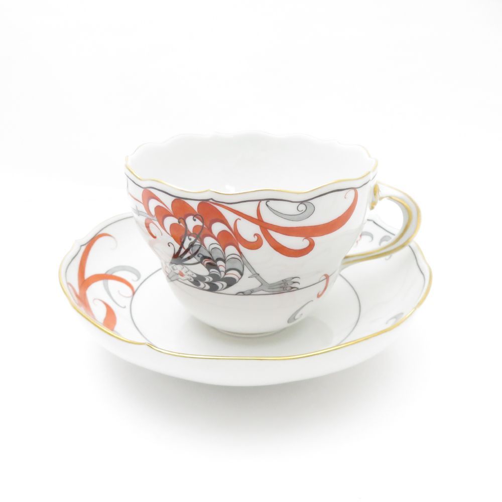 美品 MEISSEN マイセン フェニックス 火の鳥 ティーカップ＆ソーサー 