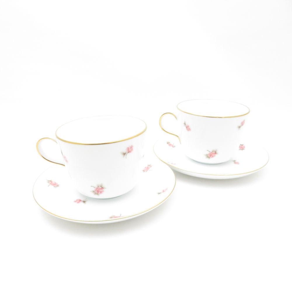 美品 OKURA 大倉陶園 小花 モーニングカップ＆ソーサー 2客 ペア 