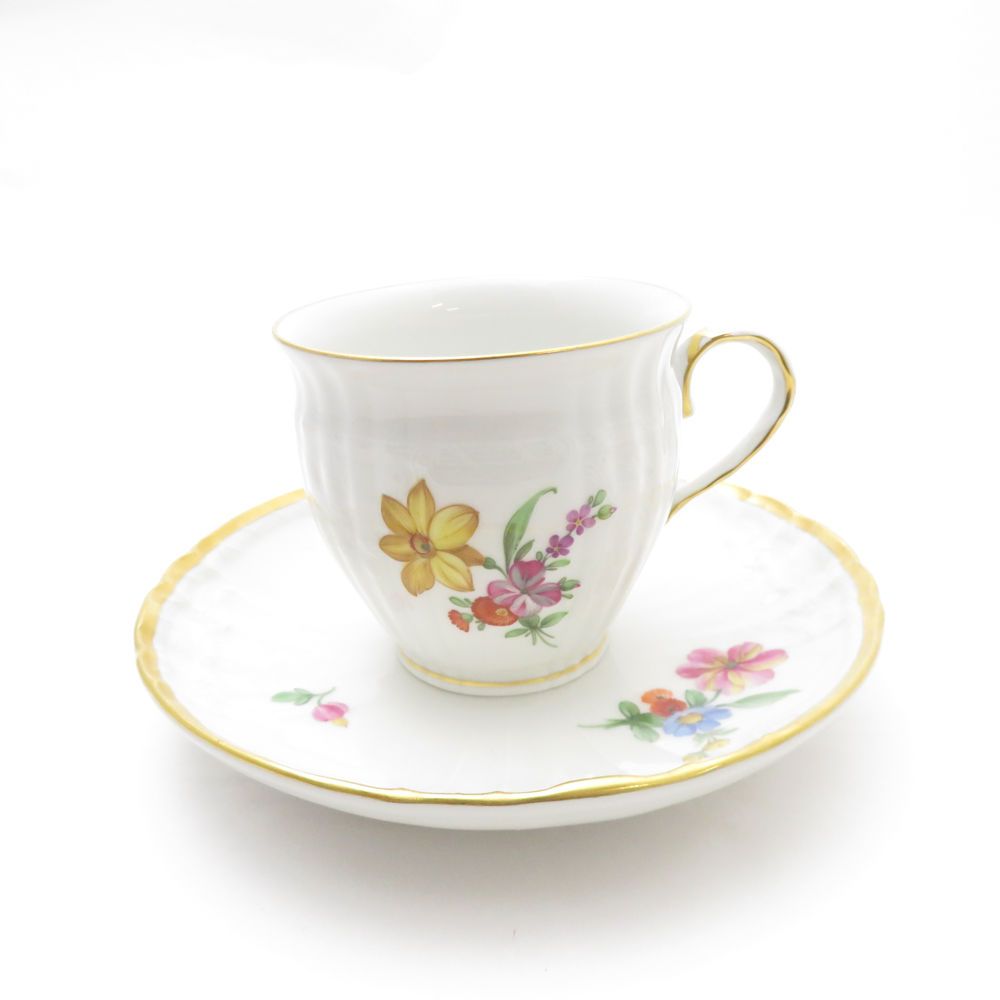 美品 KPM BERLIN KPMベルリン ロカイユ フラワーブーケ コーヒーカップ