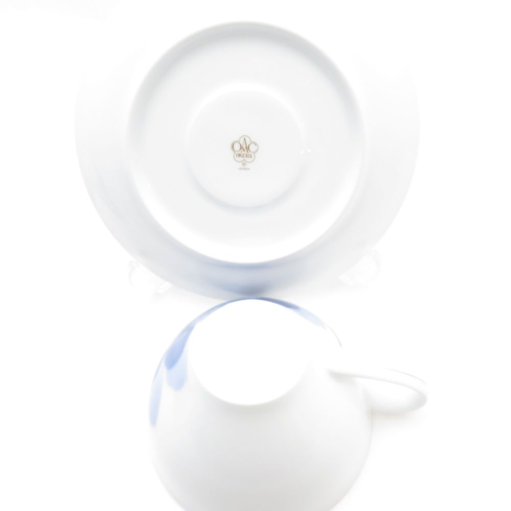 美品 OKURA 大倉陶園 ブルーローズ ティーカップ＆ソーサー 2客 ペア