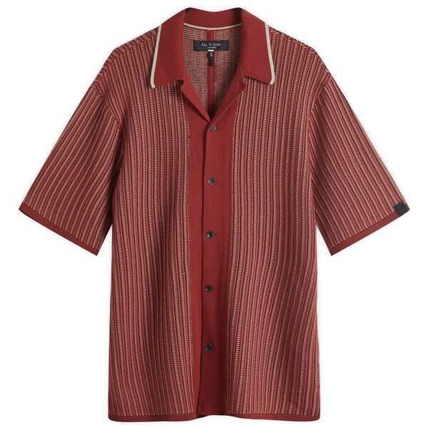 ラグアンドボーン メンズ トップス シャツ ニット Rag Bone Harris Knit Vacation Shirt Maroon マルーン