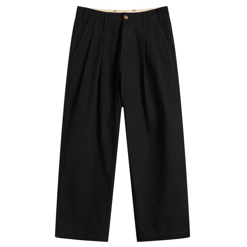 バターグッズ メンズ ボトムス カジュアルパンツ プリーツ Butter Goods Pleated Trousers Black ブラック