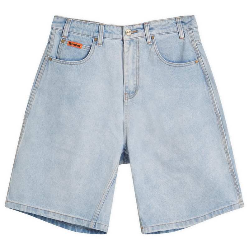 バターグッズ メンズ ボトムス ハーフパンツ ショーツ ショートパンツ デニム Butter Goods Baggy Denim Shorts Light Blue ブルー