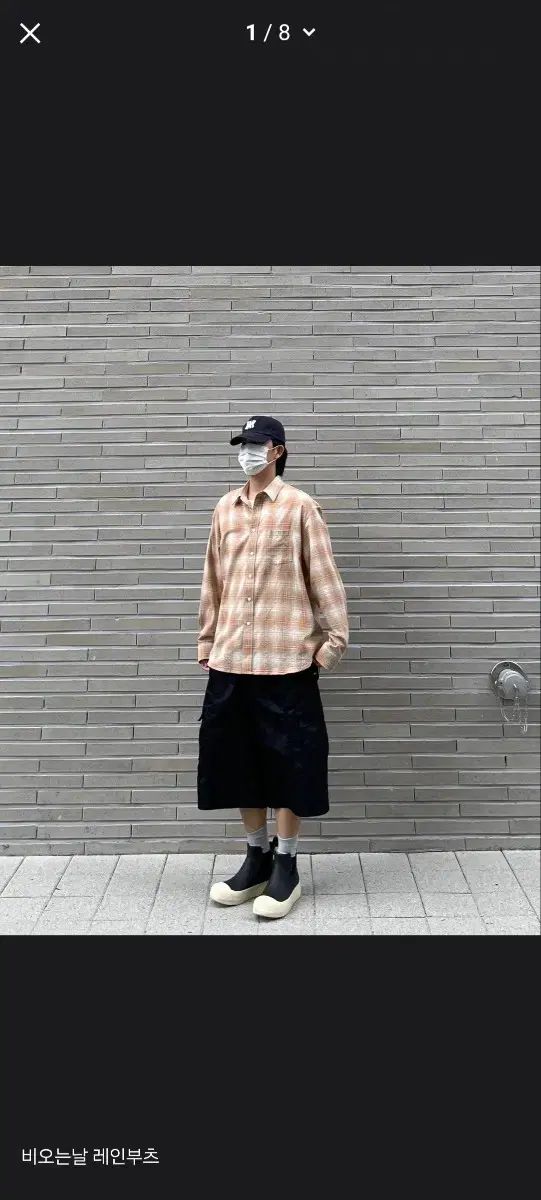 モマデザイン 日本 輸入生地 オレンジ シャツ チェック柄