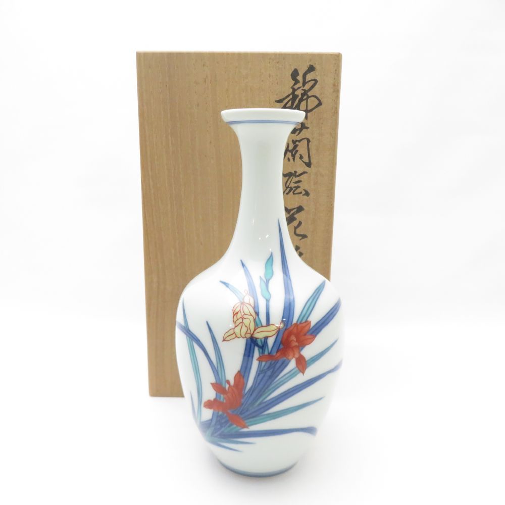 美品 今泉今右衛門 13代今泉今右衛門 錦蘭絵 花瓶 花びん ベース フラワー SY12435J2 美品 今泉今右衛門 13代今泉今右衛門 錦蘭絵 花瓶 花びん ベース