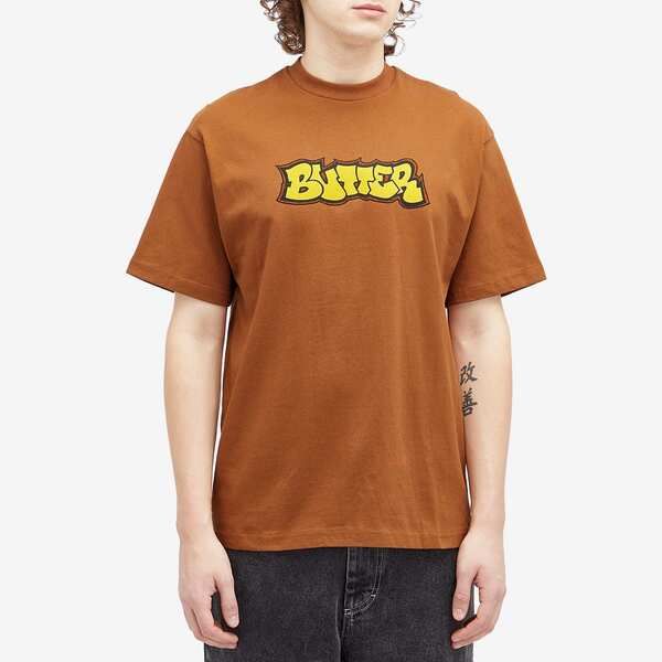 バターグッズ メンズ トップス Tシャツ Butter Goods Perspective TShirt Oak Brown ブラウン