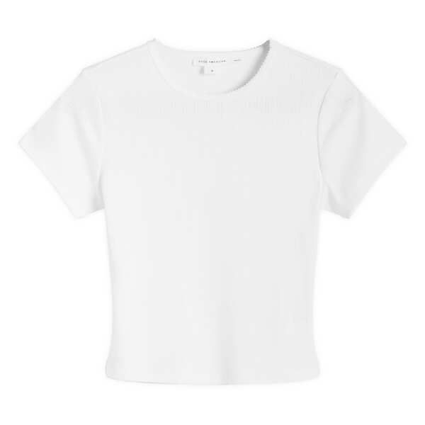 グッドアメリカン レディース トップス Tシャツ コットン Good American Cotton Pointelle Baby Tee White ホワイト