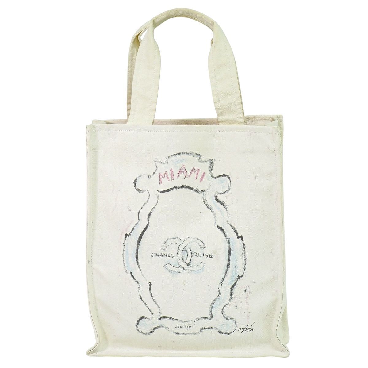 シャネル CHANEL ココマーク マイアミ クルーズライン トートバッグ ハンドバッグ キャンバス ホワイト バッグ
