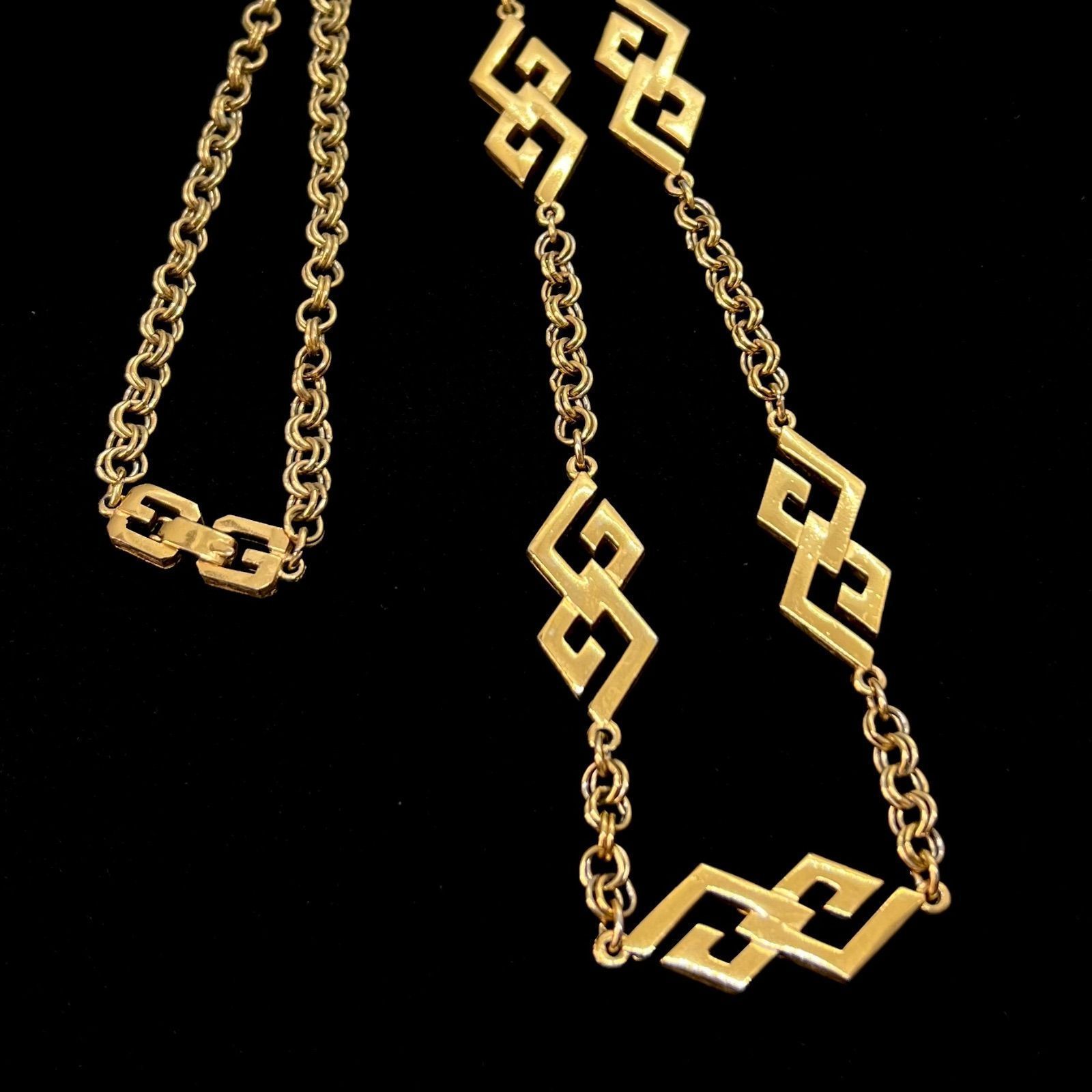美品★GIVENCHY ジバンシー ロングネックレス Gロゴ ゴールド ヴィンテージ ロングチェーン