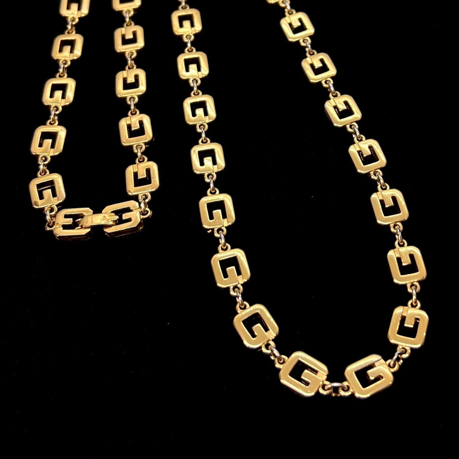 美品 ジバンシー ロング ネックレス ヴィンテージ Gロゴ デザイン ゴールド 美品☆GIVENCHY ジバンシー ロングネックレス Gロゴ ゴールド