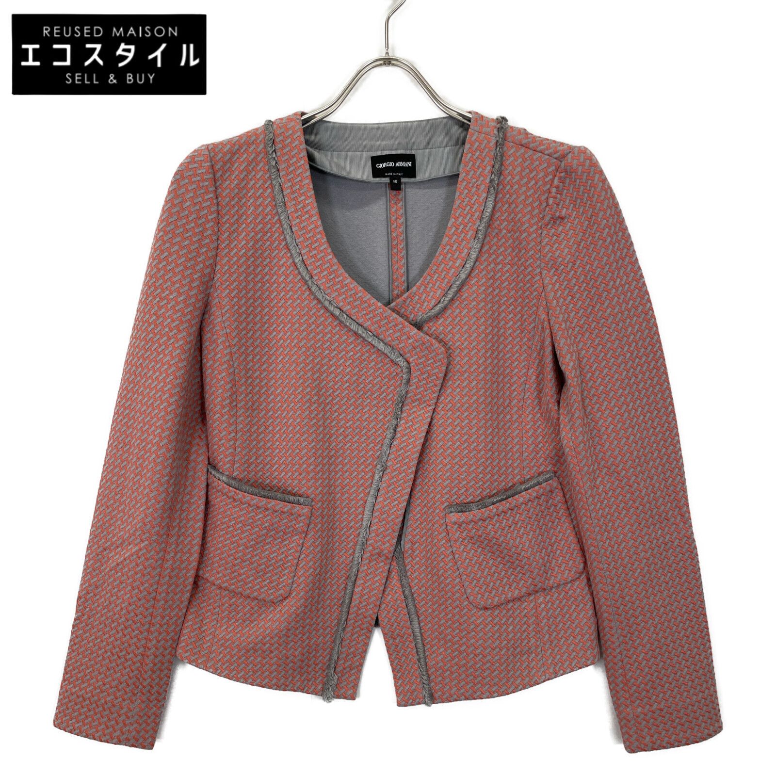 GIORGIO ARMANI ジョルジオアルマーニ グレー オレンジ 3 GAG 73 AJBVZ 総柄 ジャケット 40
