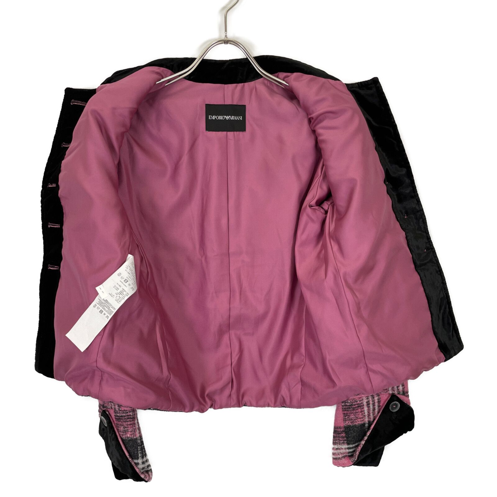 ピンクの猫　エンポリオアルマーニ EMPORIO ARMANI ライダース EMPORIO ARMANI エンポリオアルマーニ H4NB13 E2132 ﾋﾟﾝｸ ﾁｪｯｸ柄ｼﾞｬｹｯﾄ