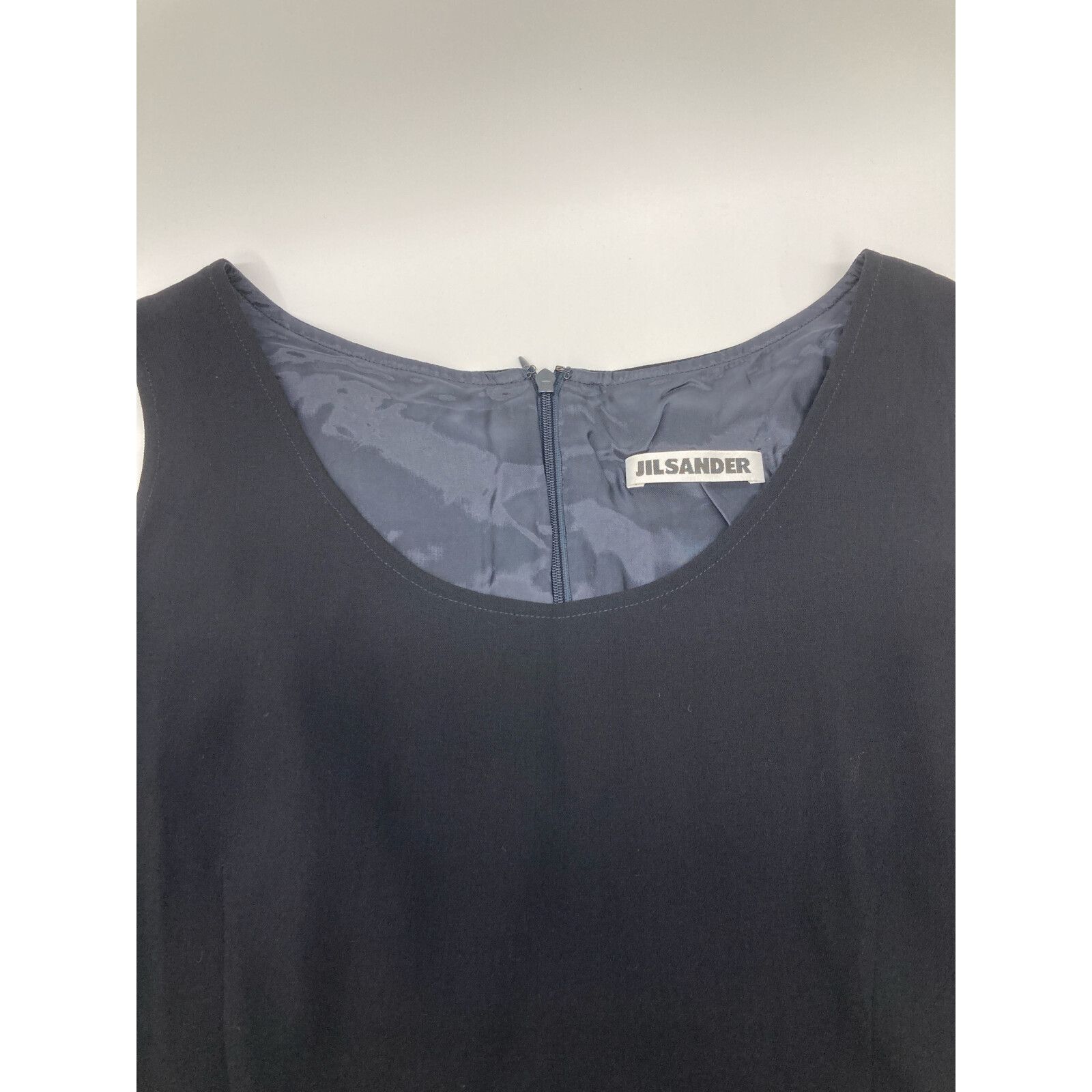 JIL SANDER ジルサンダー ﾈｲﾋﾞｰ ｳｰﾙ ﾉｰｽﾘｰﾌﾞ ﾜﾝﾋﾟｰｽ 36 - メルカリ