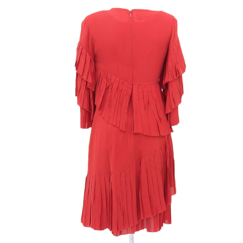 GUCCI　赤のフリル付きひざ丈ワンピース GUCCI グッチ ミケーレ期 15-16AW シルク アシンメトリープリーツ