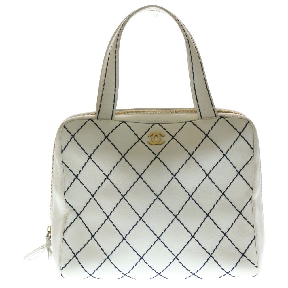 CHANEL (シャネル) ハンドバッグ ワイルドステッチ ホワイト