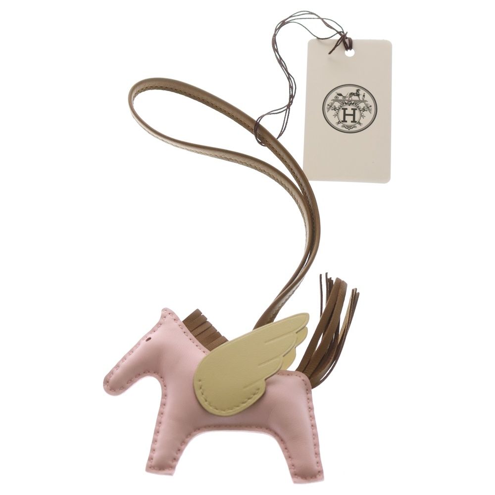 HERMES エルメス ペガサスチャームPM バッグチャーム ローズダーリン クラフト ジョニューミルトン ピンク ブラウン パステルイエロー アニョーミロ W刻印