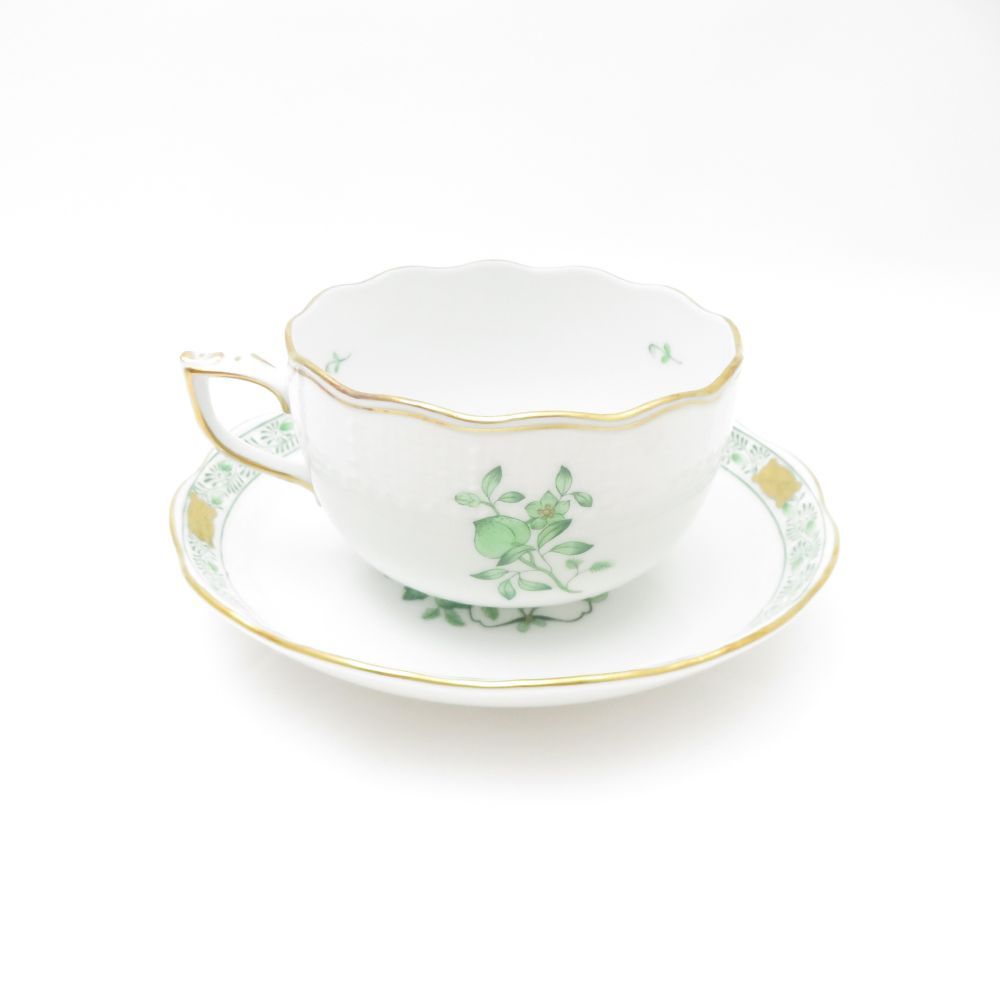 美品 Herend ヘレンド 清の花籠 CN 00724 ティーカップ＆ソーサー 1客 