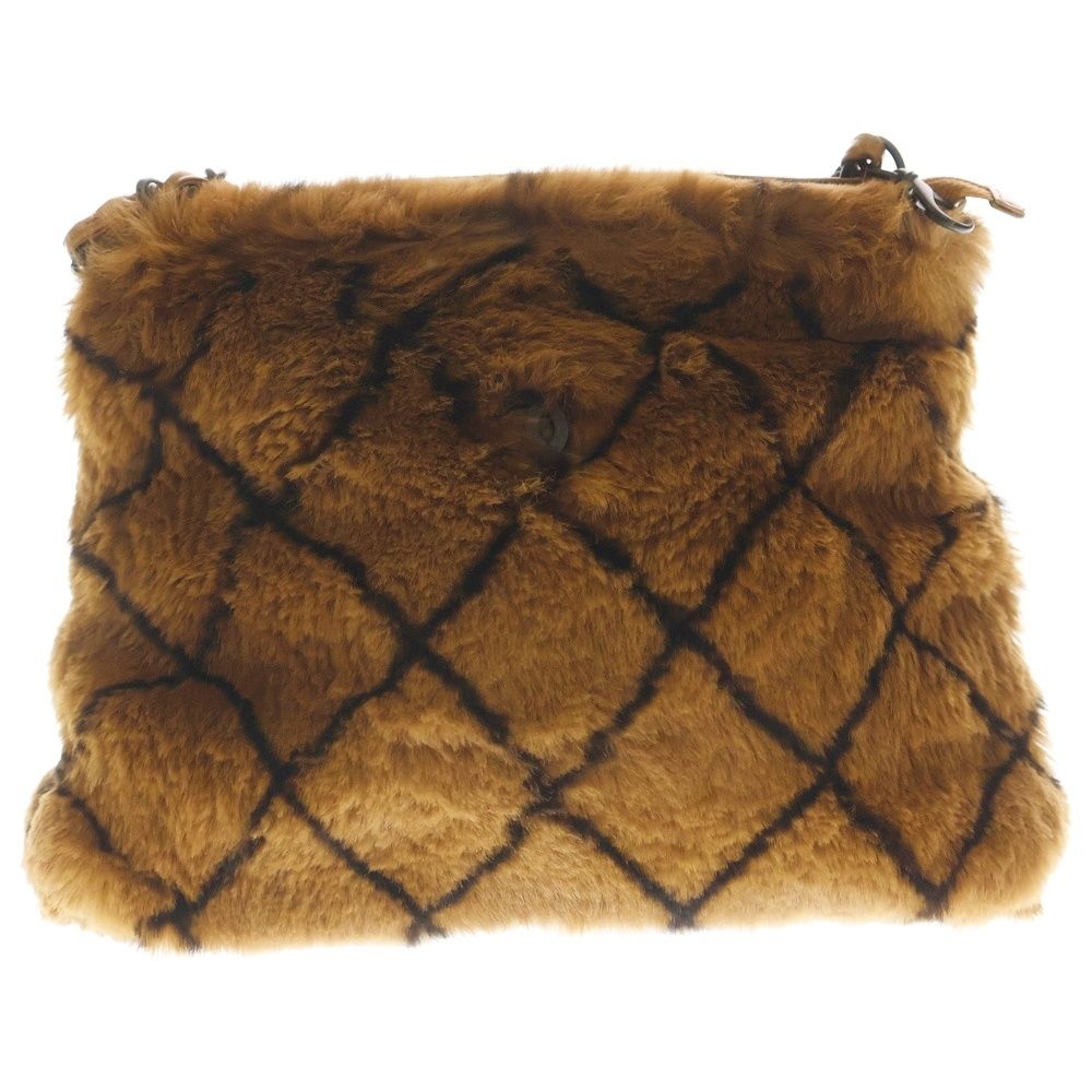 CHANEL シャネル マトラッセ ファー チェーンハンドル ハンドバッグ ブラウン ラパン ブラック金具