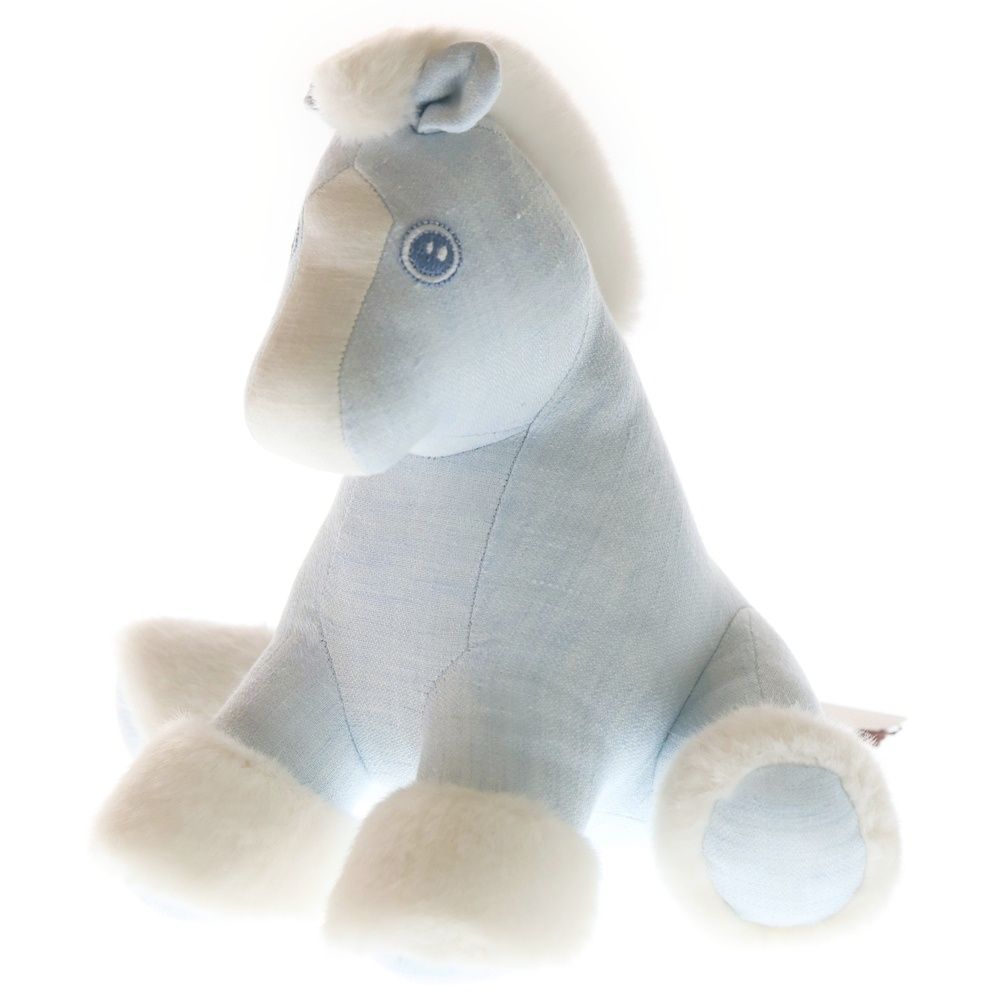 HERMES エルメス ベビー エルミー ホース ぬいぐるみ ブルー リネン