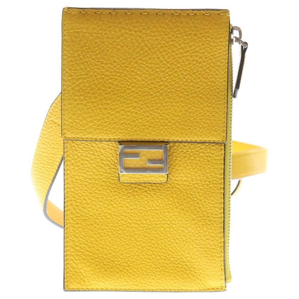 FENDI (フェンディ) スマホホルダー レザーショルダーポーチ イエロー
