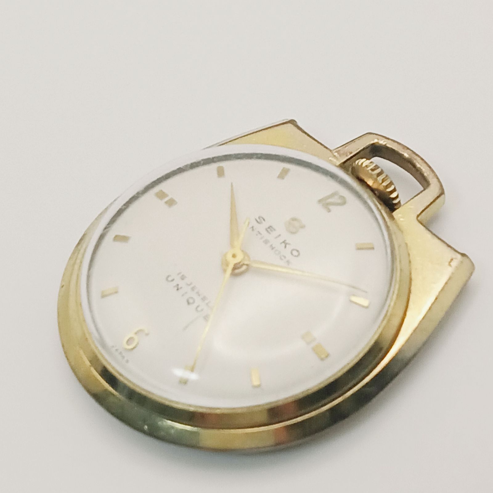 0103 6 SEIKO UNIQUE セイコー ユニーク 精工舎 懐中時計 手巻き ゴールド色 裏蓋無し 現状 不動