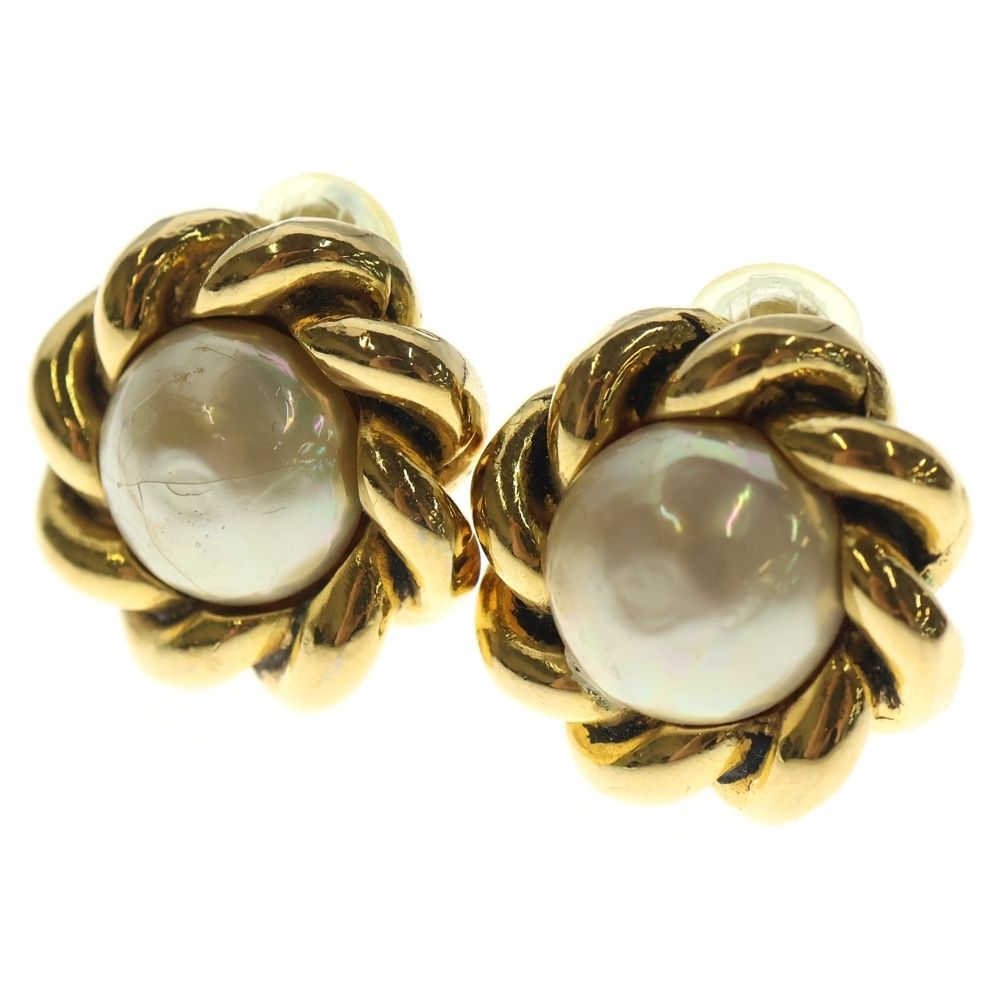 CHANEL シャネル フェイクパール イヤリング ホワイト ゴールド GP