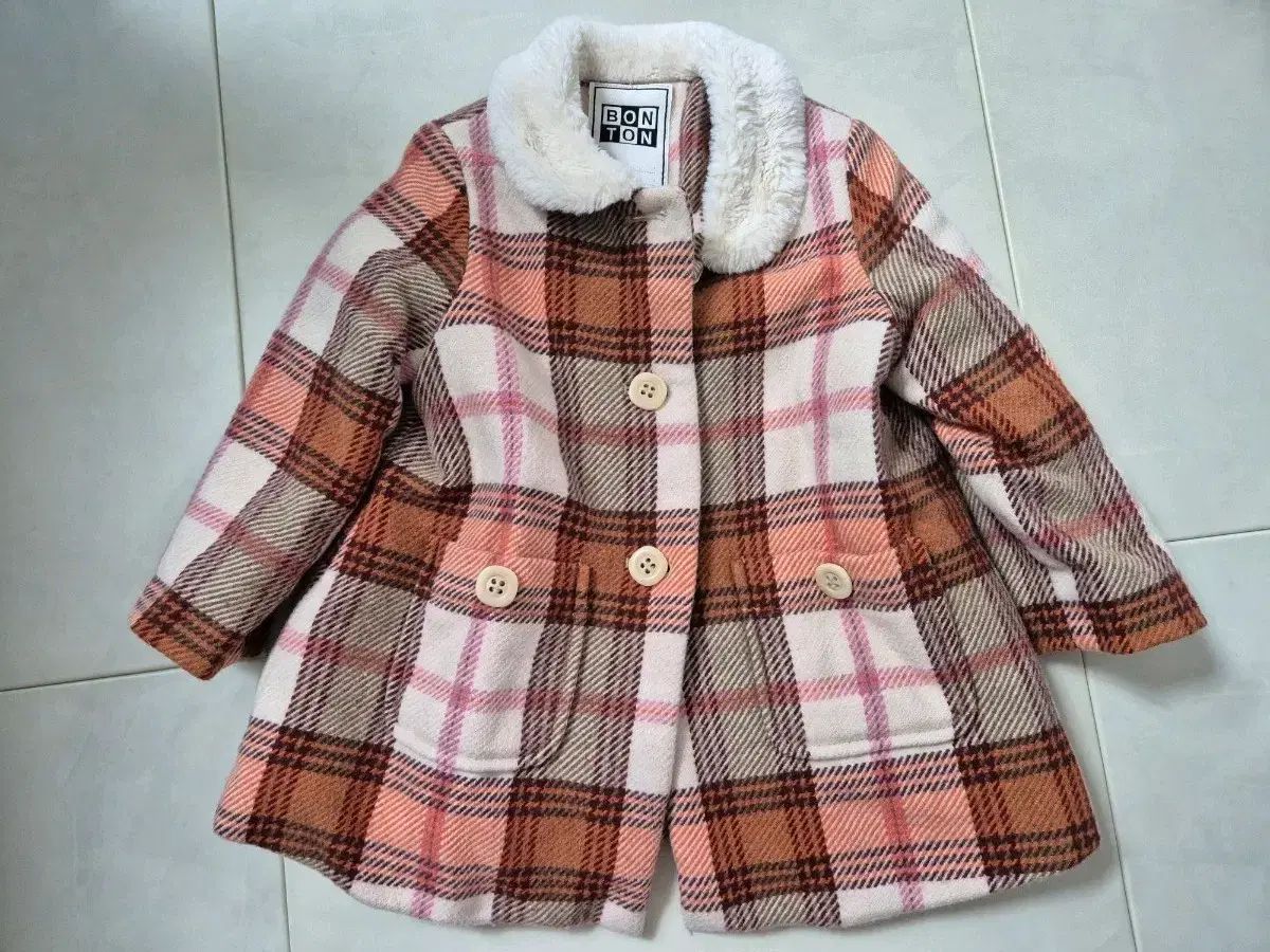 ボントン チェック ファー カラ コート