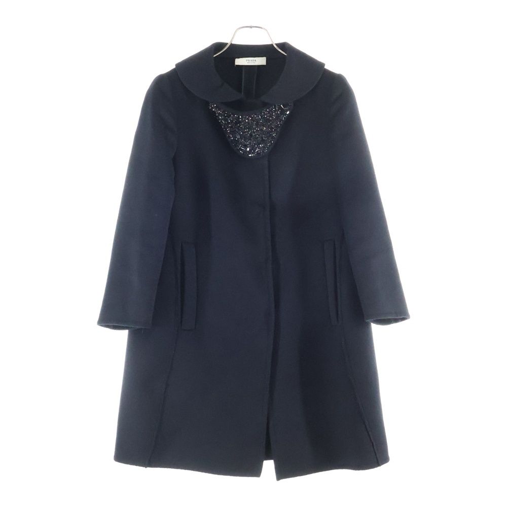 PRADA (プラダ) ビジュー装飾 コート ブラック P6523R 3MQ - メルカリ