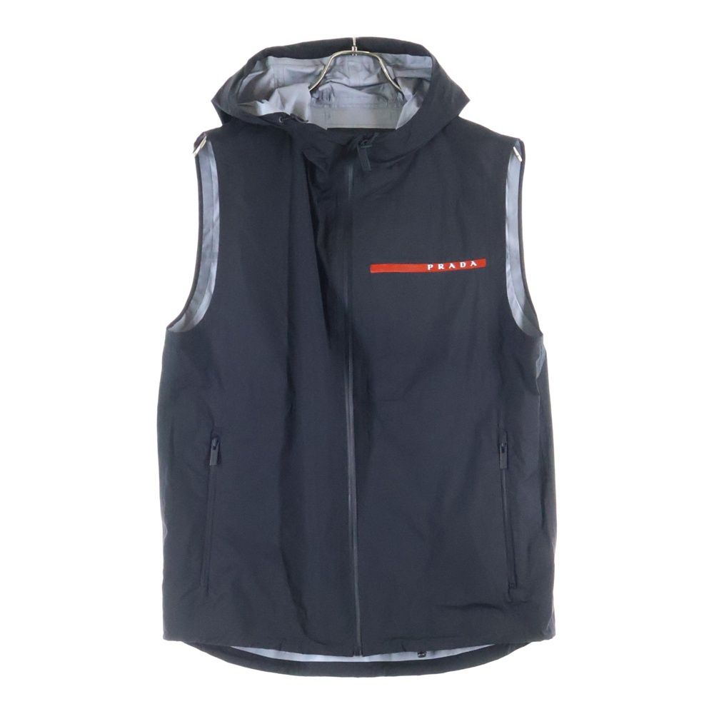 PRADA SPORT プラダ スポーツ Linea Rossa リネアロッサ ロゴ フード付き ナイロンベスト ブラック SGN 995 S 182 1 SYD