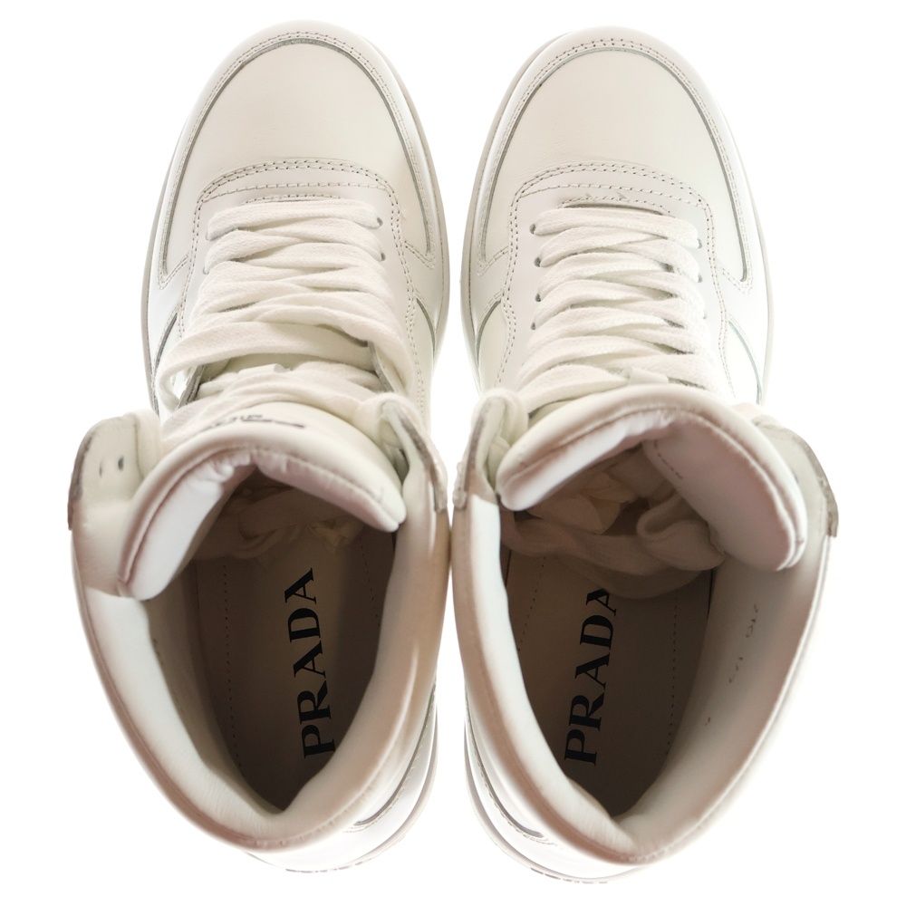 PRADA (プラダ) トライアングルロゴ レザー レースアップ ハイカット