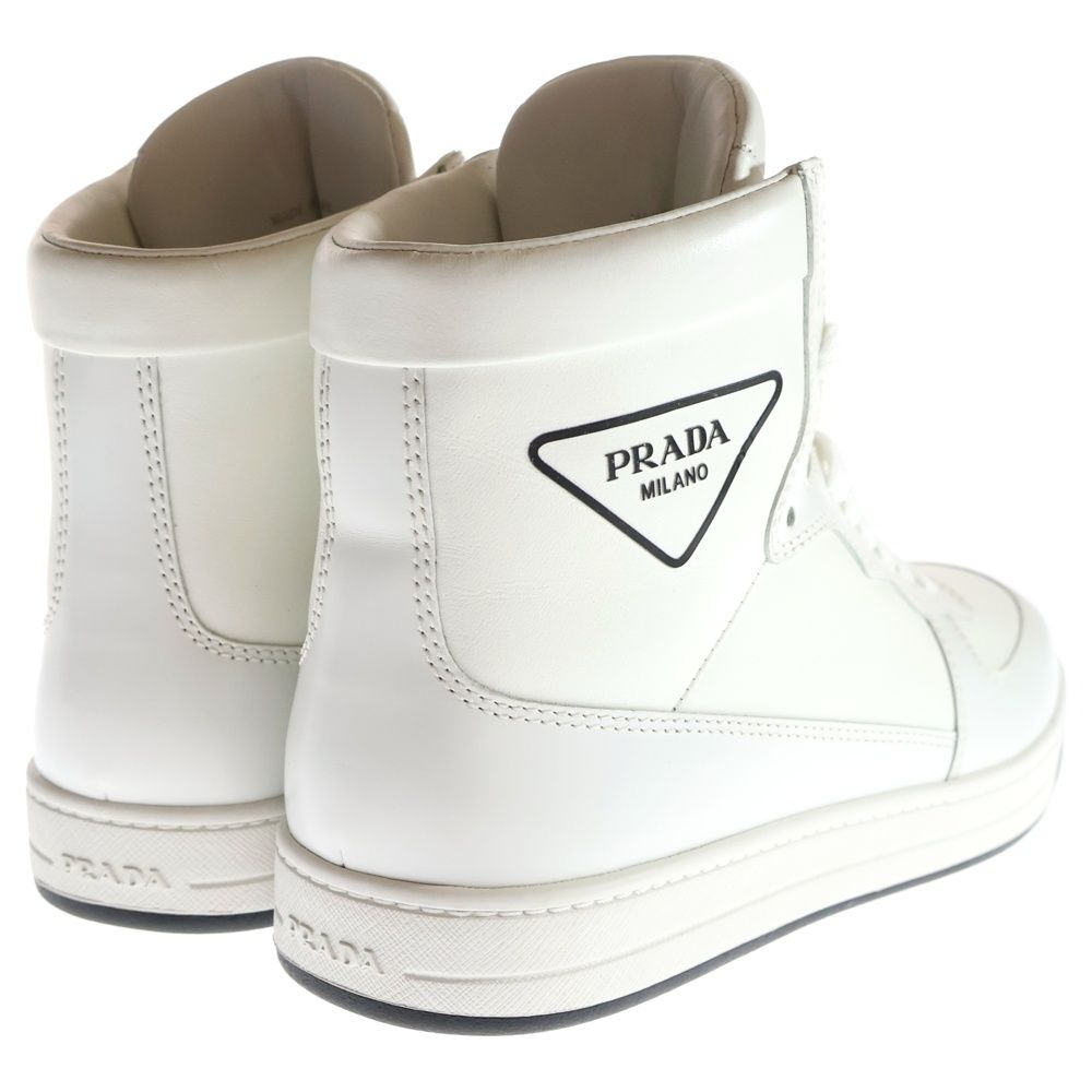 PRADA (プラダ) トライアングルロゴ レザー レースアップ ハイカット