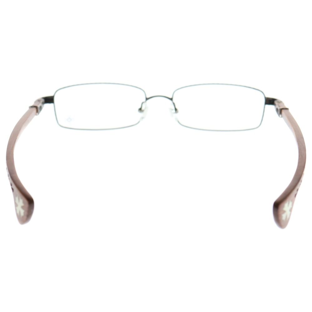 CHROME HEARTS クロムハーツ TE W A 3 CHクロス スクエア アイウェアフレーム マホガニーウッドテンプル 眼鏡 ブラウン シルバー