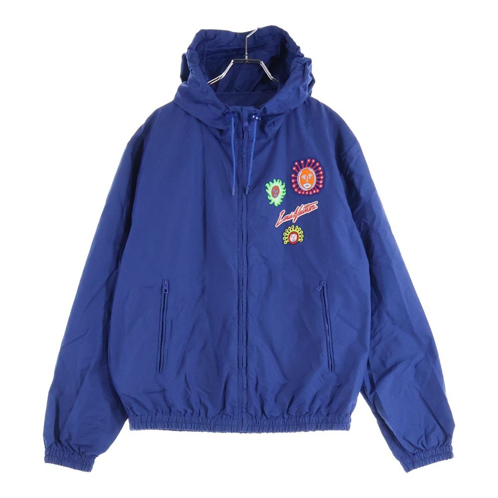 LOUIS VUITTON ルイヴィトン 23 AW YK 草間彌生 ワッペンロゴ モノグラム総柄 フーデッド ジップアップ ジャケット ブルー RM 232 H YP 1 HOB 32 W