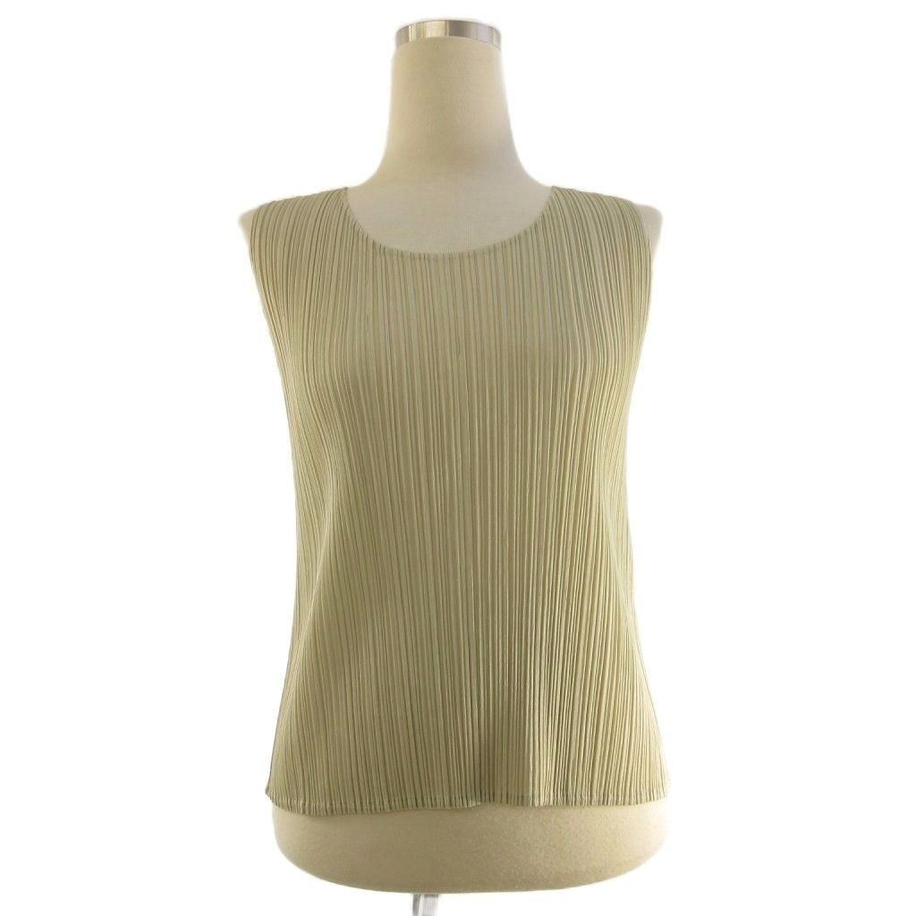 プリーツプリーズ PLEATS PLEASE ノースリーブ タンクトップ カットソー プリーツ アイボリー 3 ECT