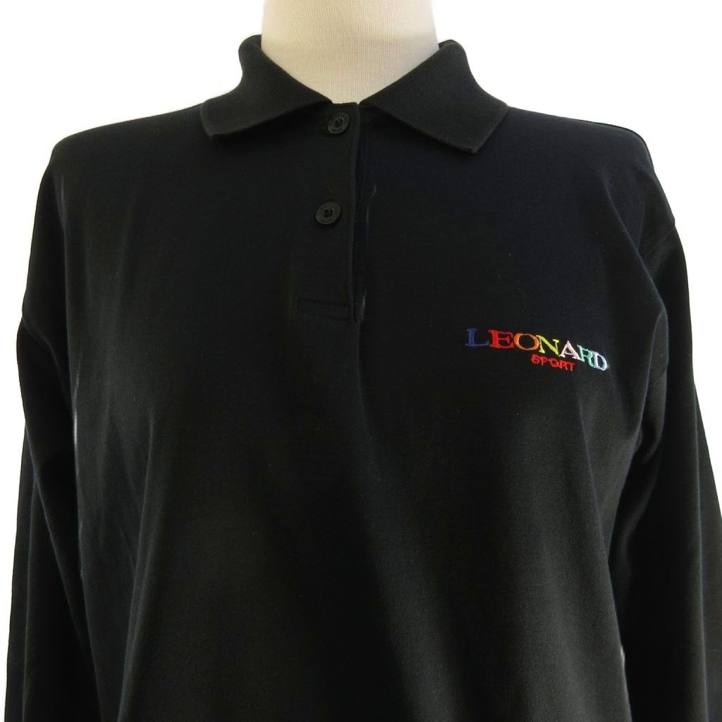 レオナールスポーツ LEONARD SPORT ポロシャツ 長袖 ロゴ刺繍 コットン