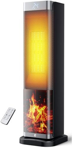 セラミックヒーター AI自動制御モデル 節電 速暖 3 D炎効果 セラミックファンヒーター 冷暖兼用 3段階 省エネ 人感センサー 8 W 電気式 ヒーター 大型 電気 温風 暖房 足元 首振り 液晶ディスプレイ 57 a 17 ead