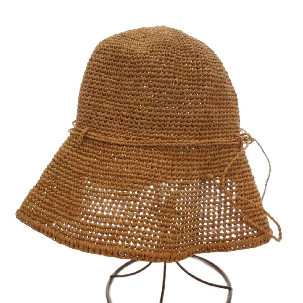 ヘレンカミンスキー ラフィアハット 麦わら帽子　ブラウン コットン 異素材コンビ ヘレンカミンスキー HELEN KAMINSKI ラフィアハット 麦わら帽子