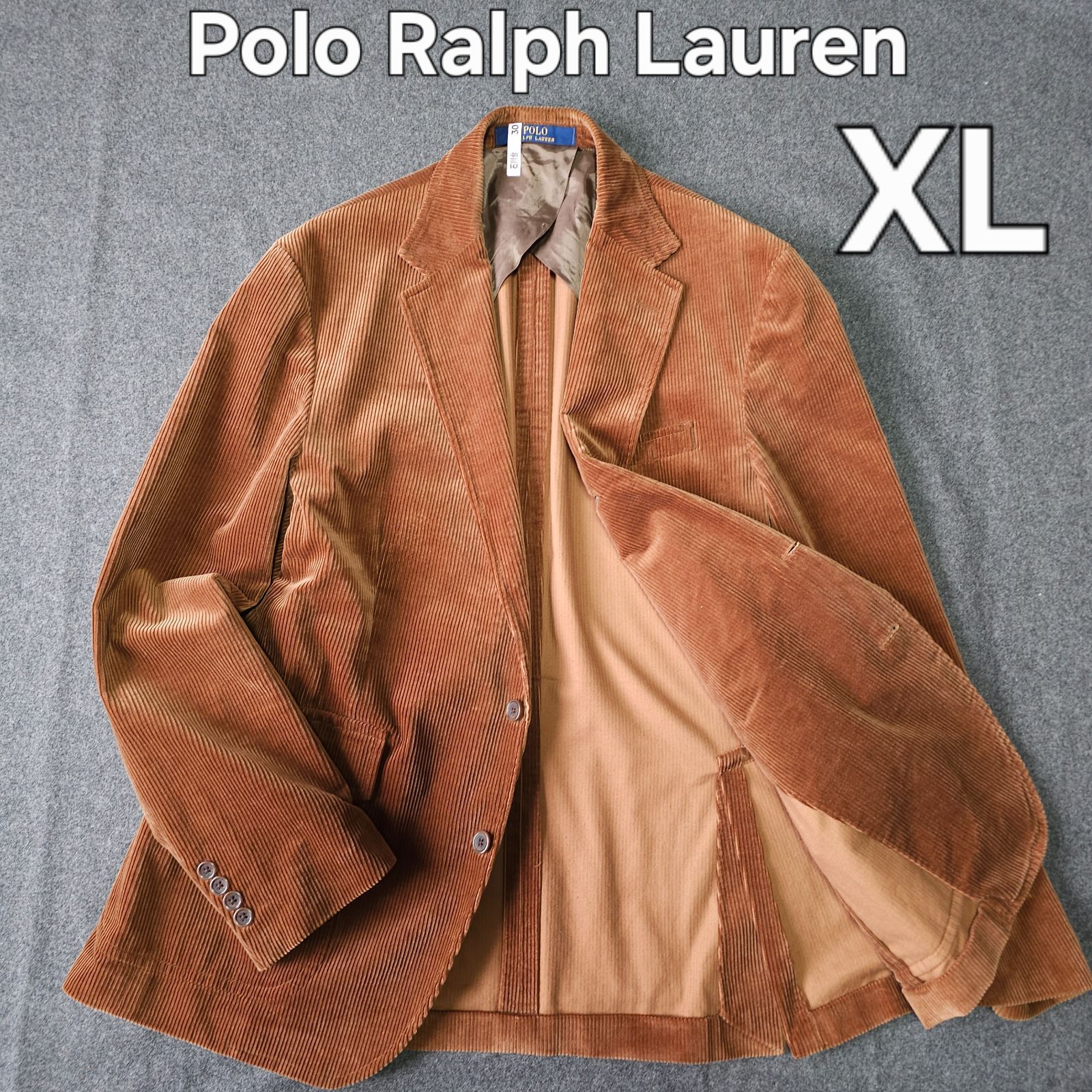 Polo Ralph Lauren ポロラルフローレン 秋冬 コーデュロイ テーラードジャケット 44 XL ロゴ刺繍 メンズ ブラウン