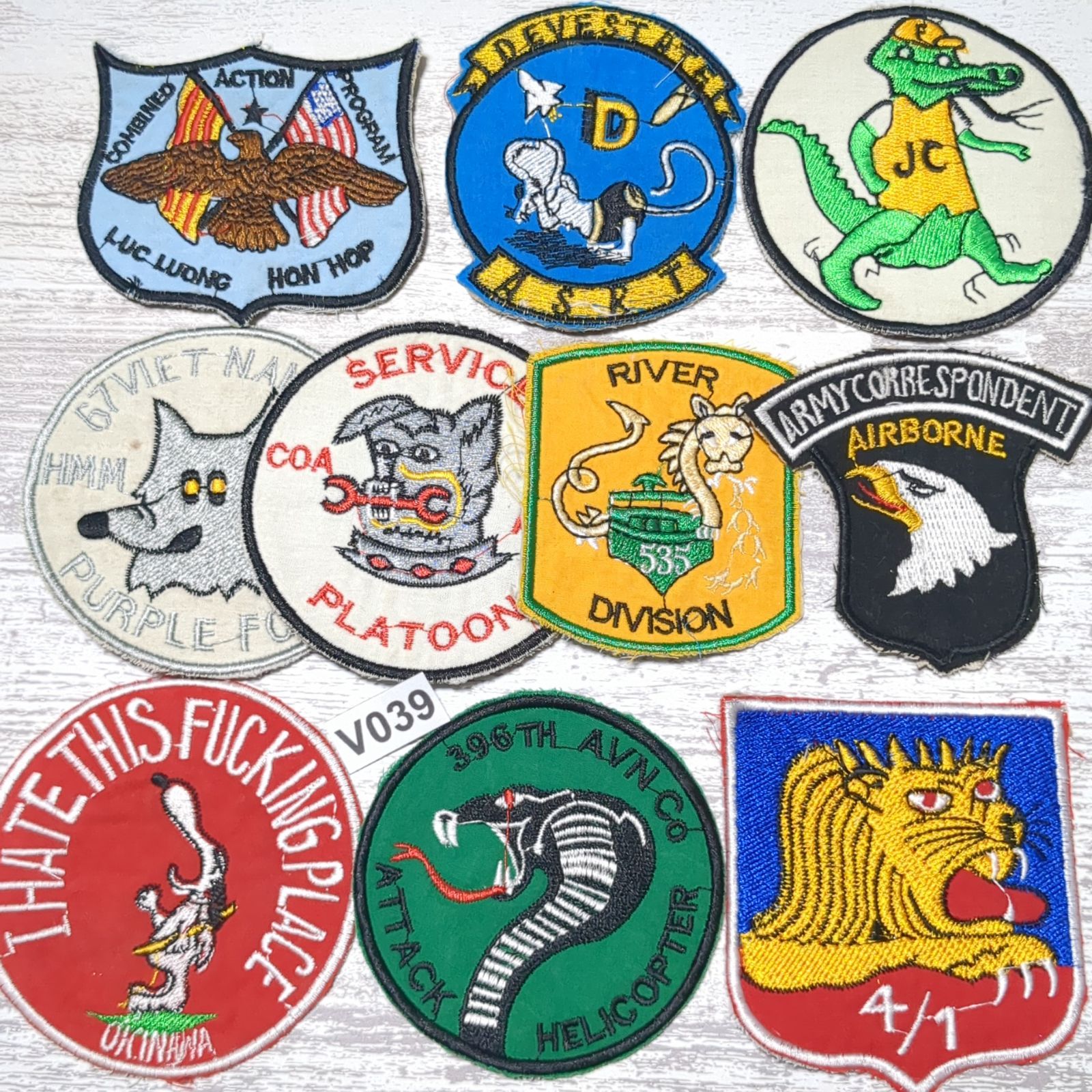 初売600円引☆1/7まで！ ワッペン 10枚 ☆V039 アニマル ベトナム 戦争