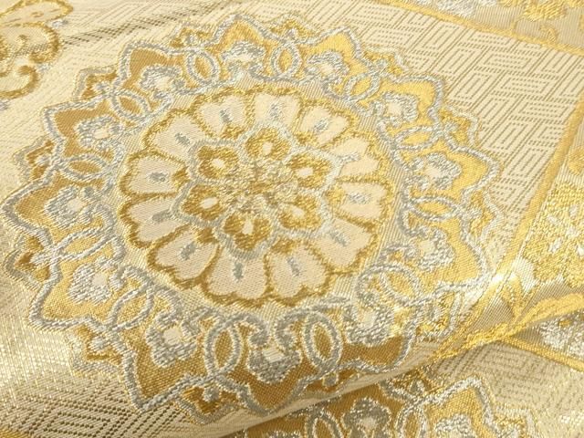 平和屋着物▽佐賀錦 六通柄袋帯 正倉院花文 金銀糸 正絹 逸品