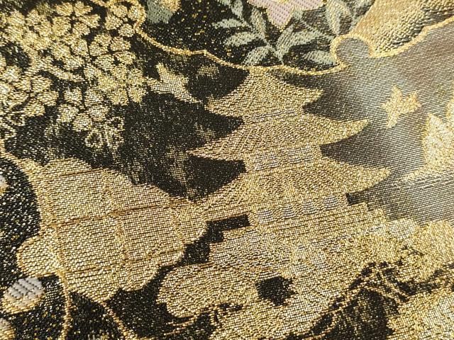 平和屋着物▽六通柄袋帯 御所解琳派雪輪紋 金糸 引箔 正絹 逸品