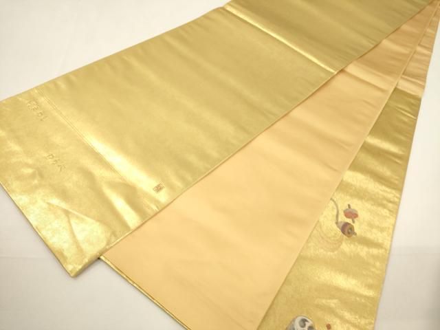 平和屋着物▽西陣 橋本織物謹製 六通柄袋帯 作家物 わらべ 駒まわし