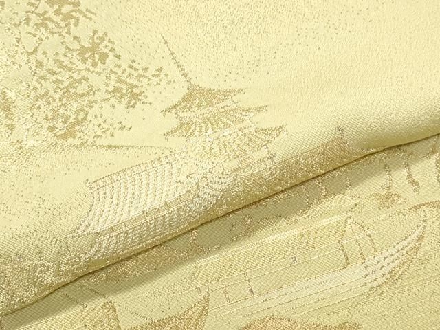 平和屋着物▽豪華色留袖 寿光織 風景文 金糸 さが美扱い ロング丈 正絹