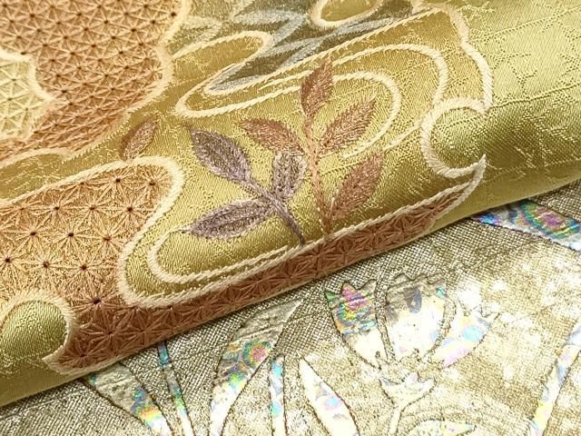 平和屋着物▽中国三大刺繍 スワトウ刺繍 総刺繍 訪問着 雪輪草花文 暈