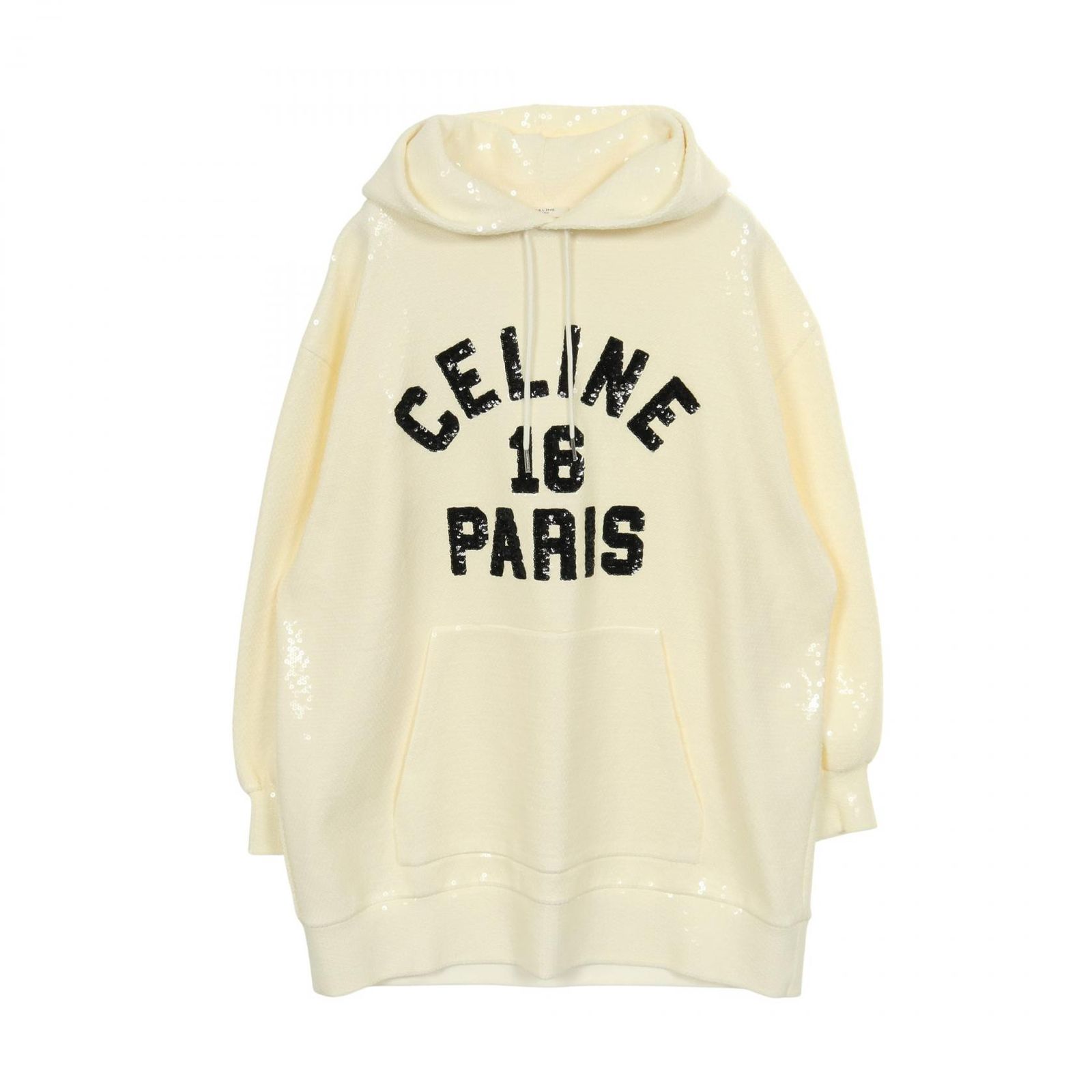 CELINE セリーヌ スパンコール ロゴ フーディ パーカー