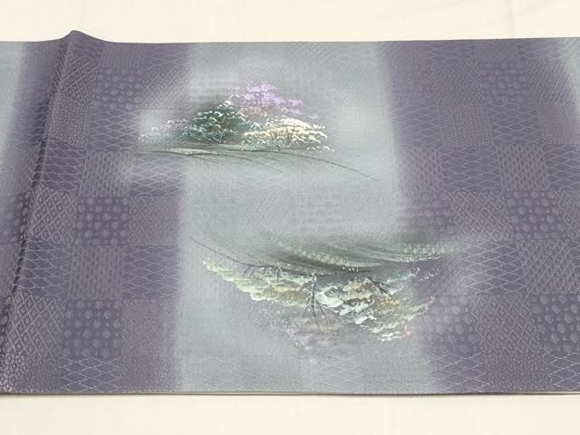 平和屋着物▽太鼓柄袋帯 手描き 風景樹林文 金糸 健勝苑扱い 正絹 逸品