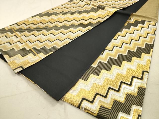 平和屋着物◎六通柄袋帯 幾何学文様 金銀糸 正絹 逸品 DAAZ1942xg