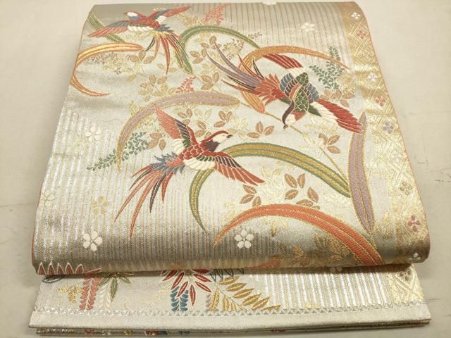 平和屋着物◎六通柄袋帯 唐織 鳳凰花蝶文 金銀糸 正絹 逸品 DAAZ1943xg